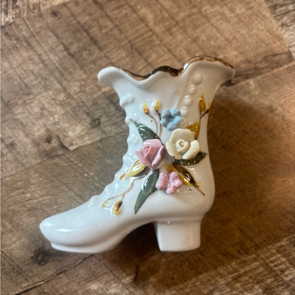 Vintage Mini porcelain boot with Floral Design
